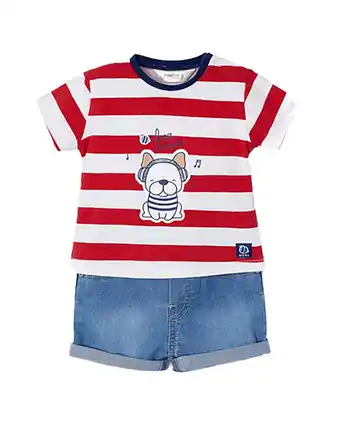 Walmart Mayoral girls Striped Puppy Set, 2M-4M, Red offer