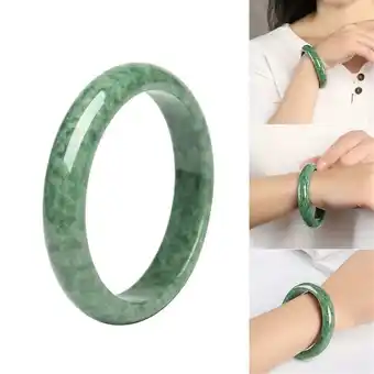 Walmart Hand Carved Natural Green Jadeite Jade Beautiful Bracelet Bangle 60-62mm offer