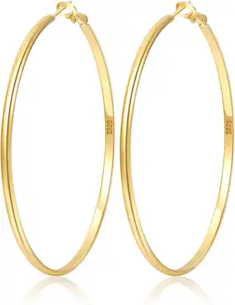 Walmart 14K Real Gold Plated Large Hoop Earrings for Women - Lightweight and Hypoallergenic Jewelry offer