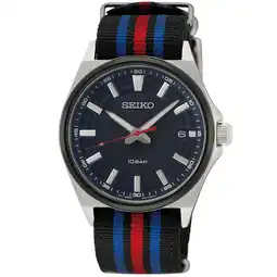 Walmart Seiko SUR509P1 Men's Essentials Black, Blue, Red Nylon Strap Watch offer