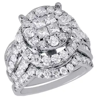 Walmart Baguette Diamond Wedding Bridal Set 14K White Gold Halo Engagement Ring 3.01 Ct offer