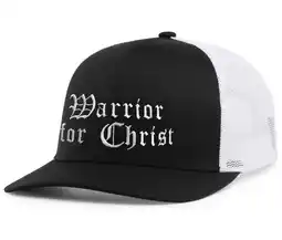 Walmart Mens Christian Hat Warrior for Christ Mens Christian Mesh Back Trucker Hat Baseball Cap-Black/White offer