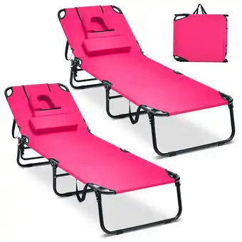 Walmart Gymax 2PCS 5-Position Lounge Chair Adjustable Beach Chaise w/ Face Cavity & Pillows offer