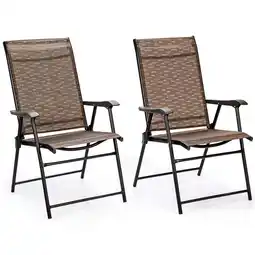 Walmart Gymax Set of 2 Folding Portable Patio Chairs Yard Outdoor w/ Armrests & Backrest offer