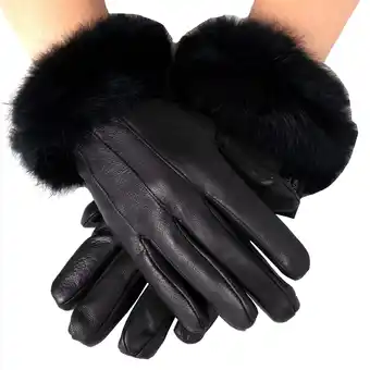 Walmart Alpine Swiss Womens Dressy Gloves Genuine Leather Thermal Lining Faux Fur Trim Cuff offer