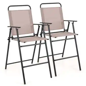 Walmart Gymax Outdoor Folding Bar Chair Set of 2 Patio Dining Chairs w/ Breathable Fabric offer