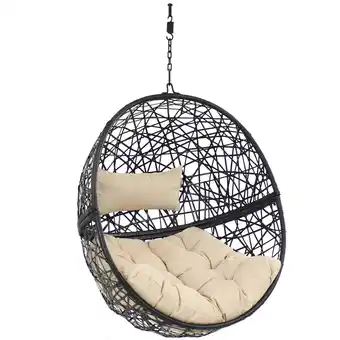 Walmart Sunnydaze Jackson Resin Wicker Egg Hanging Chair with Cushions, Yellow offer