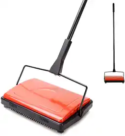 Walmart Yocada Carpet Sweeper Cleaner with a Brush for Home Office Carpets Rugs Pet Hair Scraps, Red offer