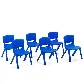 Walmart Gymax 6-pack Kids Plastic Stackable Classroom Chairs Indoor/Outdoor Kindergarten Blue offer