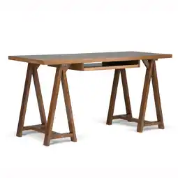 Walmart Simpli Home Sawhorse Solid Wood Desk In Medium Saddle Brown offer