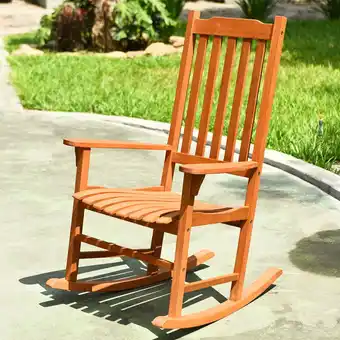 Walmart Gymax Outdoor Eucalyptus Rocking Chair Single Rocker for Patio Deck Garden Natural offer