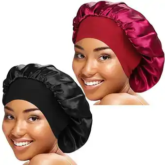 Walmart Hxroolrp Wide Elastic Band Satin Sleep Bonnet Soft Night Sleeping Cap for Women offer