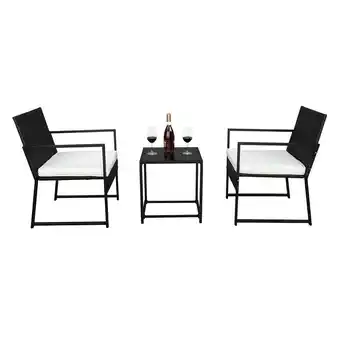 Walmart UBesGoo Outdoor Patio Garden Wicker Chair Conversation Set with Table Set, Black offer