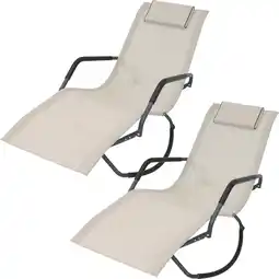 Walmart Sunnydaze Steel Outdoor Chaise Lounge Chair with Pillow - Set of 2, Beige offer