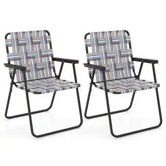 Walmart Costway 2PCS Folding Beach Chair Camping Lawn Webbing Chair Lightweight 1 Position Brown offer