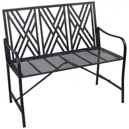 Walmart Sunnydaze 2-Person Geometric Lattice High Back Iron Outdoor Garden Bench, Black offer