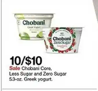 Target Chobani Core Less Sugar And Zero Sugar 53-oz. Greek Yogurt offer