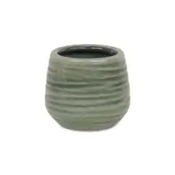 Walmart Cheungs 5927GRN Fairloam Round Curved Wave Lined Pattern Ceramic Pot, Green - Small offer