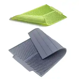 Walmart 2x Silicone Dish Drying Mat Flume Folding Draining Mat, Drain Mat Drying Dishes Pad Green & Gray offer