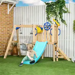 Walmart Outsunny Wooden Toddler Playground with Baby Swing Set, Ages 1.5-4,Natural offer