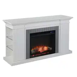 Walmart SEI Furniture Rylana Touch Screen Wood Bookcase Electric Fireplace in White offer