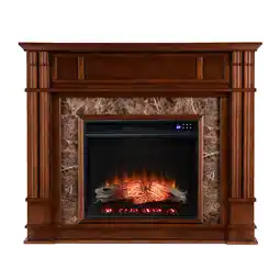 Walmart SEI Furniture Highgate Media Touch Screen Electric Fireplace in Whiskey Maple offer