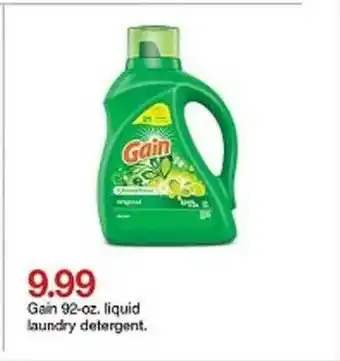 Target Gain 92-oz. Liquid Laundry Detergent offer