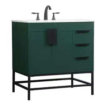 Walmart Elegant Decor Eugene 32 Aluminum MDF Single Bathroom Vanity in Green offer