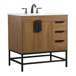 Walmart Elegant Decor Eugene 32 Aluminum MDF Single Bathroom Vanity in Walnut Brown offer