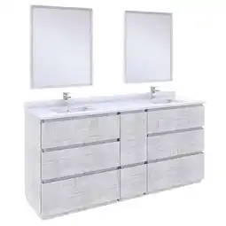 Walmart Fresca Stella 72 Double Bathroom Vanity w/ Mirrors in Rustic White offer