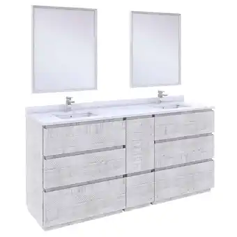 Walmart Fresca Stella 72 Double Bathroom Vanity w/ Mirrors in Rustic White offer