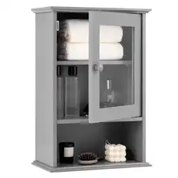 Walmart Gymax Wall Mounted Bathroom Cabinet Storage Organize Hanging Medicine Adjustable Shelf offer