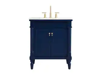 Walmart Elegant Decor Lexington 30 Solid Wood Single Bathroom Vanity - Blue offer