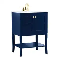 Walmart Elegant Decor Mason 24 Steel MDF & Solid Wood Bathroom Vanity in Blue offer