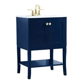 Walmart Elegant Decor Mason 24 Steel MDF & Solid Wood Bathroom Vanity in Blue offer