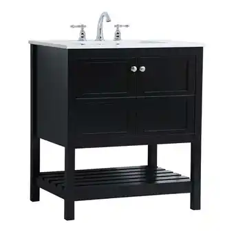 Walmart Elegant Decor Theo 30 Steel and Solid Wood Single Bathroom Vanity in Black offer