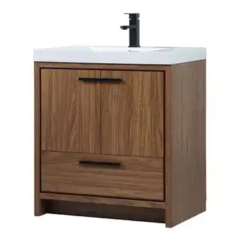 Walmart Elegant Decor Wyatt 30 Aluminum MDF Single Bathroom Vanity in Walnut Brown offer