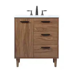 Walmart Elegant Kitchen and Bath 30 Inch Single Bathroom Vanity In Walnut Brown offer