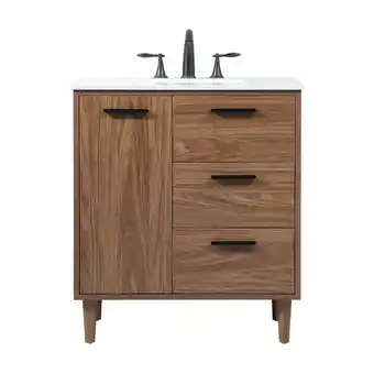 Walmart Elegant Kitchen and Bath 30 Inch Single Bathroom Vanity In Walnut Brown offer