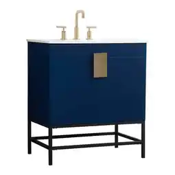 Walmart Elegant Decor Eugene 30 Aluminum MDF Single Bathroom Vanity in Blue offer