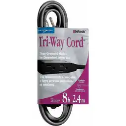 Walmart Woods 2611 3-Prong Household Extension Cord with 3-Outlets, 8-Foot offer