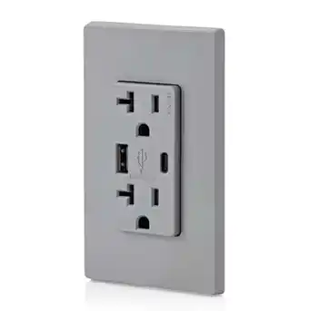 Walmart Leviton 20 Amp Type A and Type-C USB Charger/Tamper Resistant Receptacle, Gray offer