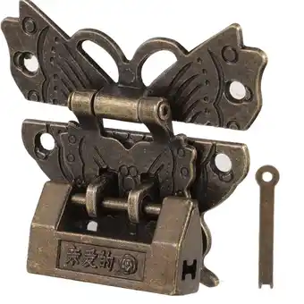 Walmart Antique Lock Padlock Jewelry Boxes Decorative Latch Buckle Mini Locks with Keys offer