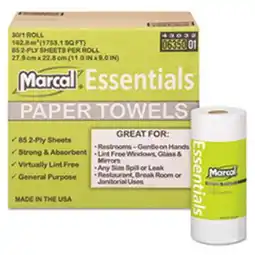 Walmart Marcal Perforated Kitchen Towels, White, 2-Ply, 9x11, 85 Sheets/Roll, 30 Rolls/Carton -MRC06350 offer