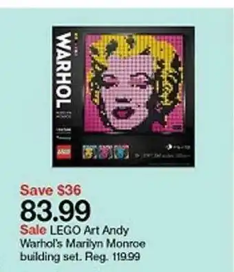 Target Lego Art Andy Warhol's Marilyn Monrce Building Set offer