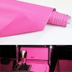 Walmart Car Pink Carbon Fiber Vinyl Wrap Sticker Interior Accessories Panel 50x12Inch offer