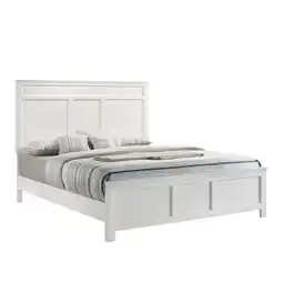 Walmart Benjara Aver Queen Size Bed, Transitional Carved Panel Design, White Wood Finish offer