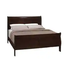 Walmart Wooden Eastern King Bed with Curved Panel Headboard, Brown offer