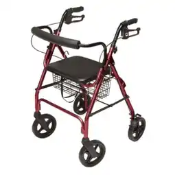 Walmart GF Health Products Lumex Walkabout Four-Wheel Contour Deluxe Rollator, Burgundy offer