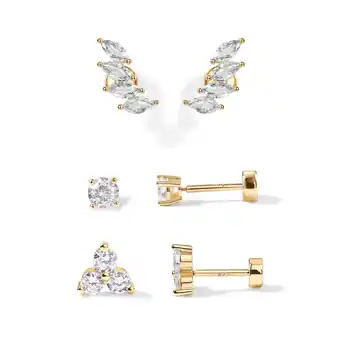 Walmart PAVOI AAAAA Cubic Zirconia Flatback Stud Earrings Set | 14K Yellow Gold Flash Plated offer